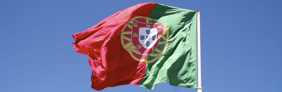 Portugisk flag som symbol for sprogrejse til Portugal